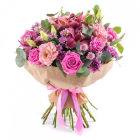 Köszöntés rózsaszín virágcsokor