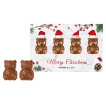 Karácsonyi logózható képeslap csokival