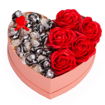 Csoki és virág ajándékbox Valentin-napra