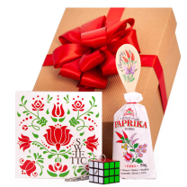 Hungarikum ajándékbox pirospaprikával és Rubik kockával