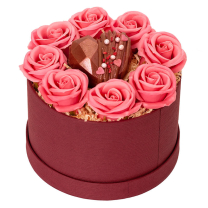 Szappanrózsabox kézműves forró csokival Valentin napra